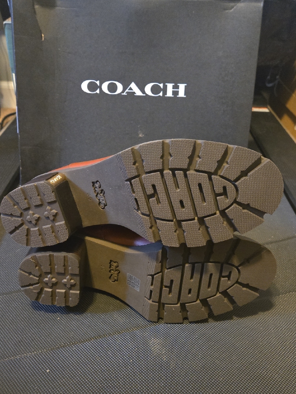 Coach Chrissy Leather Bootie Res Mocha Size 8.5 - Picture 6 of 9
